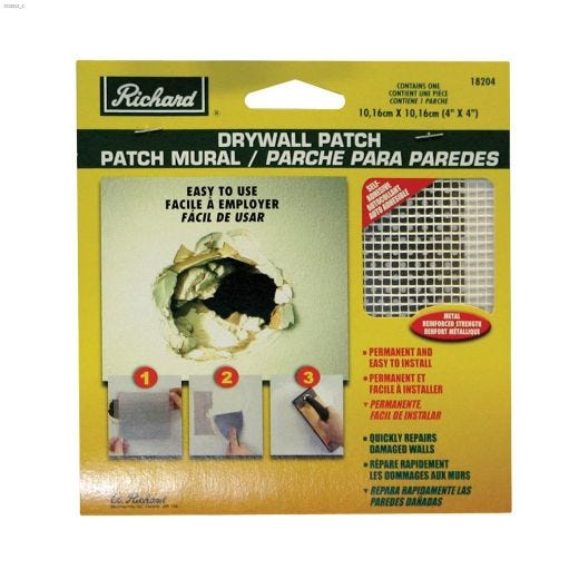 4" x 4" Metal Reinforced Self-Adhesive Drywall Repair Patch