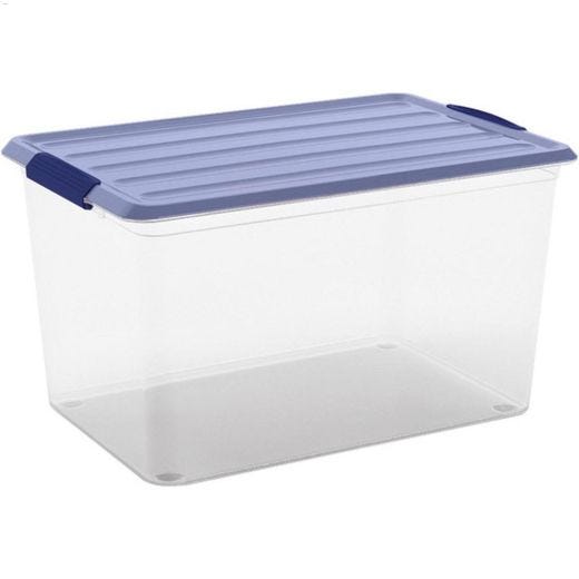 58.6 L Clear & Blue Plastic Storage Box