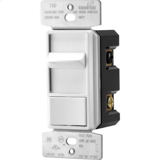 White 3-Way 3-Speed Full Slide Fan Control 1.5A 120V