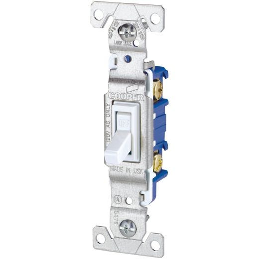 White Quiet Toggle Switch 15A 120V Single Pole - 10 Pack