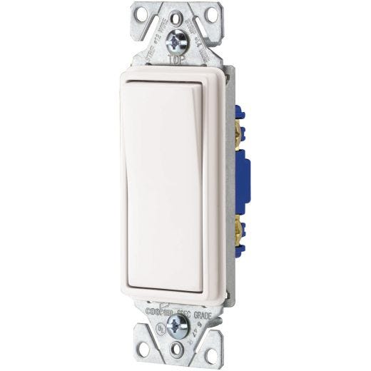 White AC Quiet Decorator Switch 15A 120/277V 1P-10/Pack