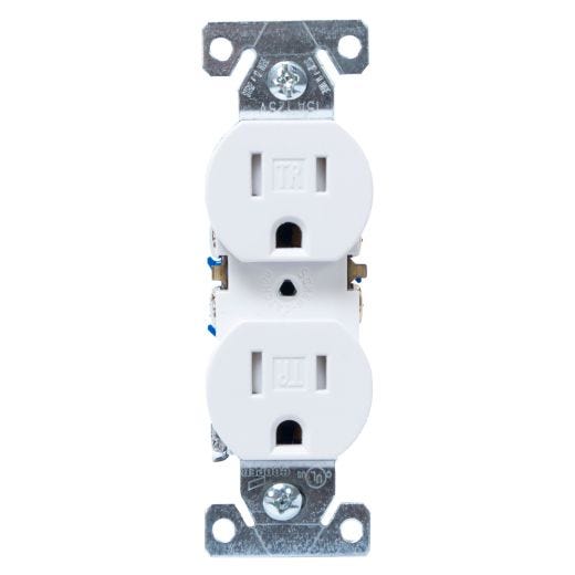 White Duplex Receptacle 15A 2P/3W-10/Pack