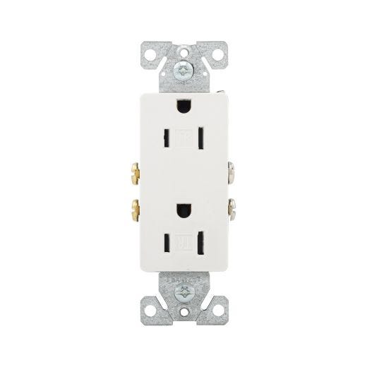 White Decorator Duplex Receptacle 15A 2P/3W-10/Pack
