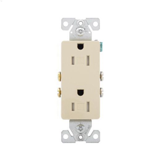 Ivory Decorator Receptacle 15A 2P\/3W-10\/Pack