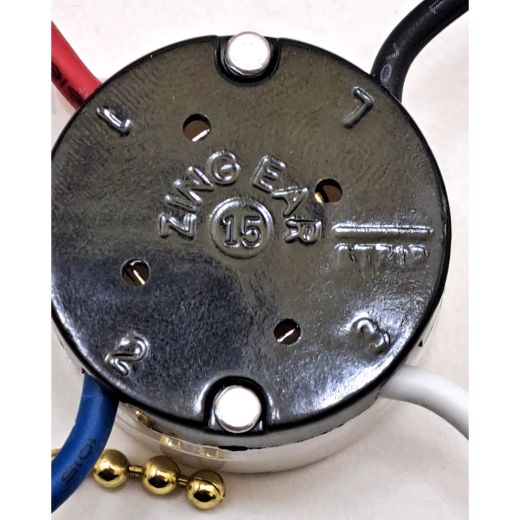 3 Speed/8 Wire Fan Switch With Pull Chain