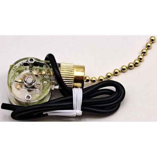 Interrupteur de ventilateur 2 fils, 3 voies et chaînette
