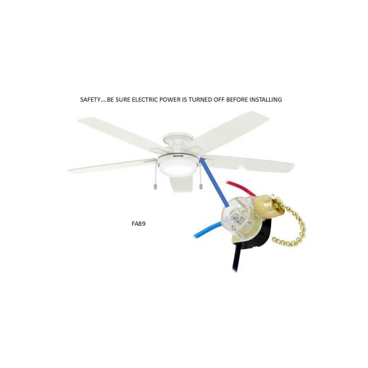Interrupteur ventilateur/éclairage 3 fils/voies et chaînette
