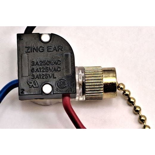 Interrupteur ventilateur/éclairage 3 fils/voies et chaînette
