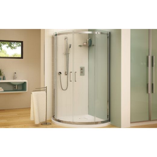 36" x 36" x 75" Chrome Clear Curved Sliding Shower Door