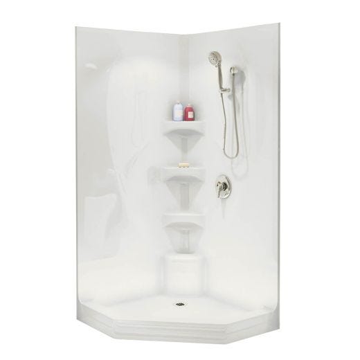 Equinox II White Acrylic 3-Piece Shower