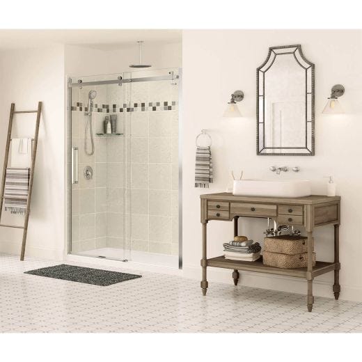 56-1/2 - 59" x 78-3/4" Chrome Clear Sliding Shower Door