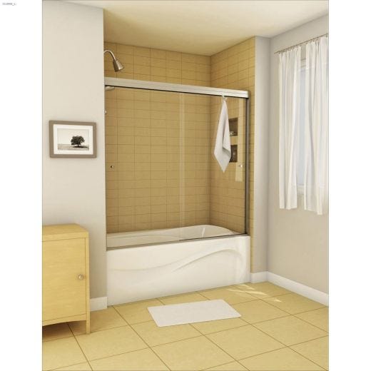 54 - 59-1\/2\" x 55-1\/2\" Clear 2-Panel Sliding Tub Door