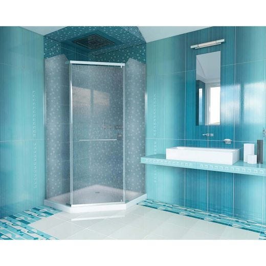 72" Silver Raindrop Pivot Shower Door