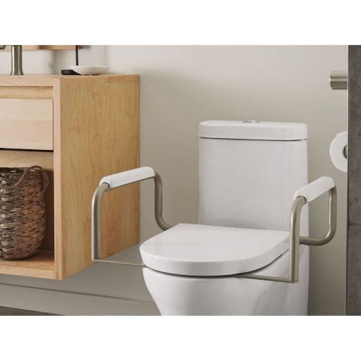 1" x 23-1/4" White Anodized Aluminum Toilet Safety Bar