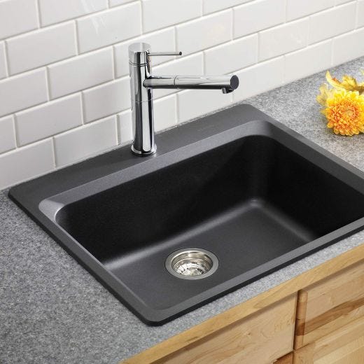 Silgranit Vision 1 25" x 20-3/4" Anthracite Kitchen Sink