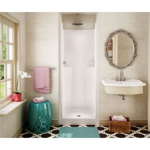 Jasmin White Fiberglass 1-Piece Shower Stall