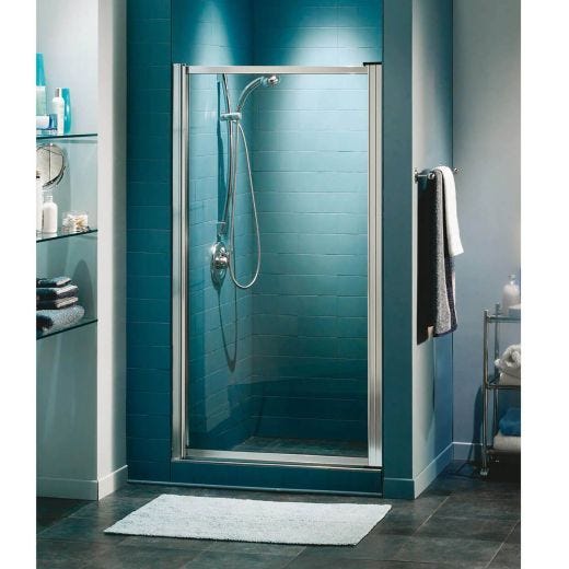 23 - 24-3/4" Chrome Raindrop 1-Panel Pivot Shower Door