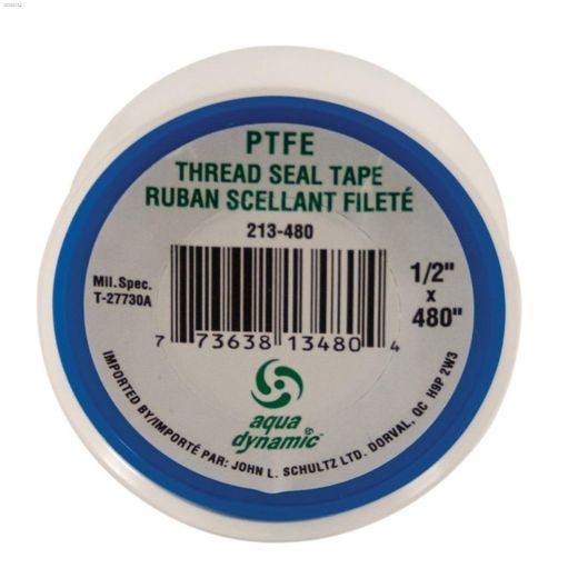 1\/2\" x 480\" x 0.003\" Virgin Teflon White High Density Tape