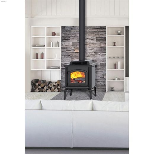 Poêle à bois ultime noir métallique 120, 000  BTU