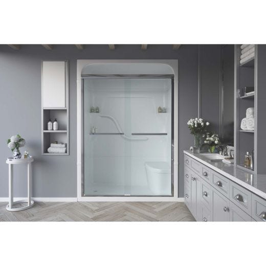 60" x 33-1/4" x 88" Blanc 1 pièce gauche siège cabine douche