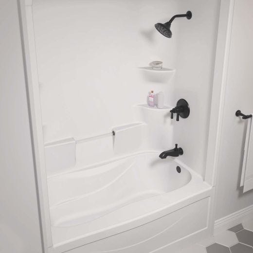 Liberty White 1-Piece Left Hand Tub Shower