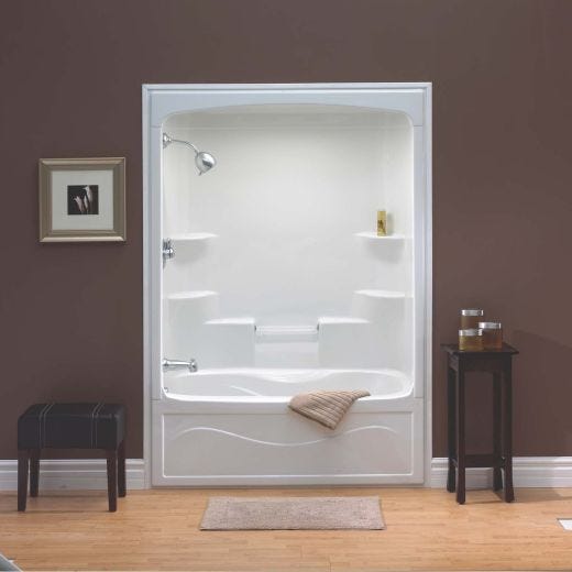 Liberty White 1-Piece Left Hand Tub Shower