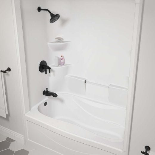 Douche de baignoire côté droit monobloc blanche Liberty