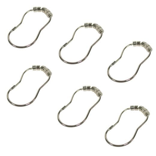 Crochet de rideau de douche rouleaux chrome, 12/pqt