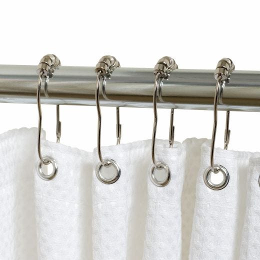Crochet de rideau de douche rouleaux chrome, 12/pqt