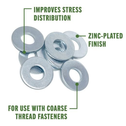 1/2" Zinc Plated Steel Flat Washer-50/Pack