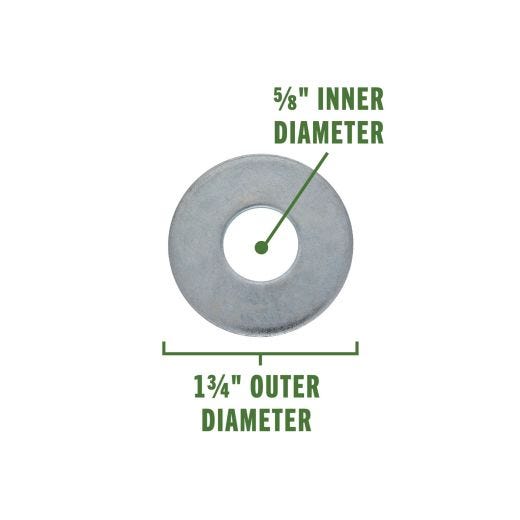5/8" Zinc Plated Steel Flat Washer-25/Pack