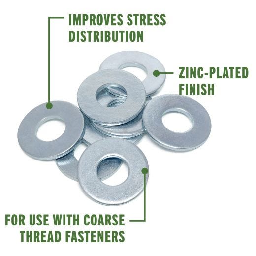 5/8" Zinc Plated Steel Flat Washer-25/Pack