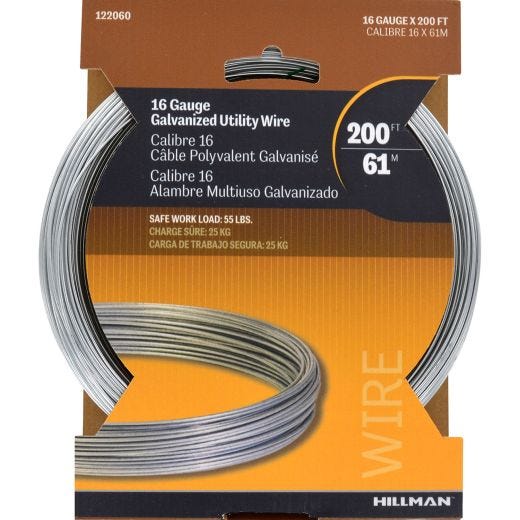16 Gauge x 200' Galvanized Utility Solid Wire