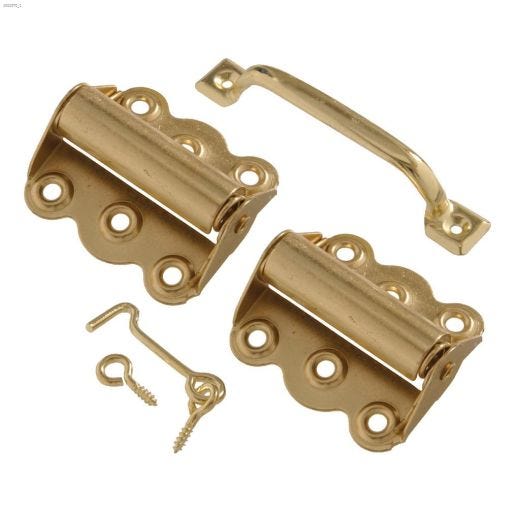 V92 Brass Plated Screen Door Set With Spring Door Hinge