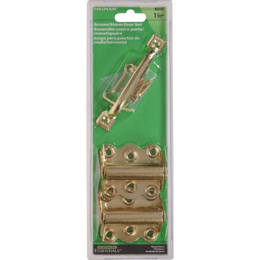 V92 Brass Plated Screen Door Set With Spring Door Hinge