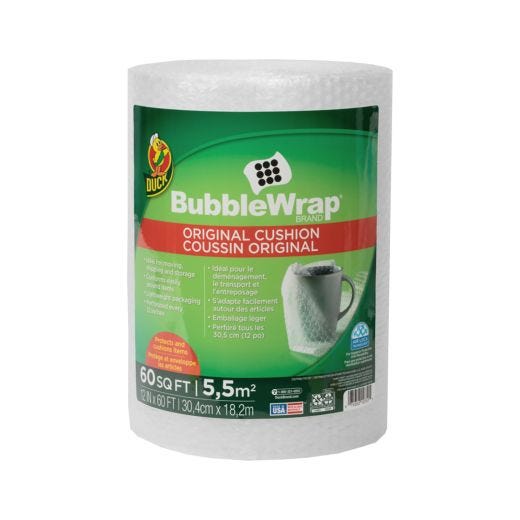 12" x 60' Clear Original Bubble Wrap