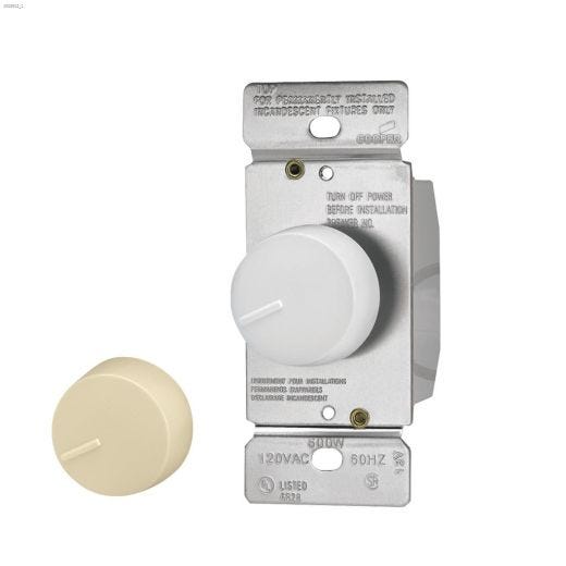 Ivory\/White Rotary Dimmer 120V 1P\/3W