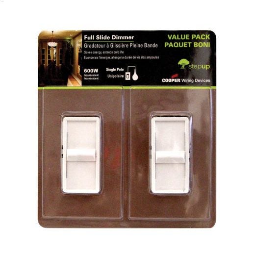 White Skye Full Slide Dimmer 120V 1P\/3W-2\/Pack