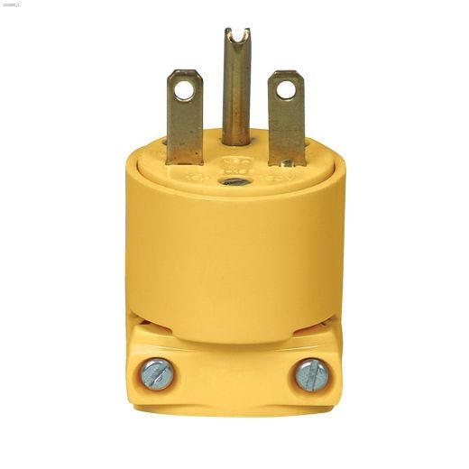 Yellow Heavy Duty Straight Blade Plug 15A 250V 2P\/3W