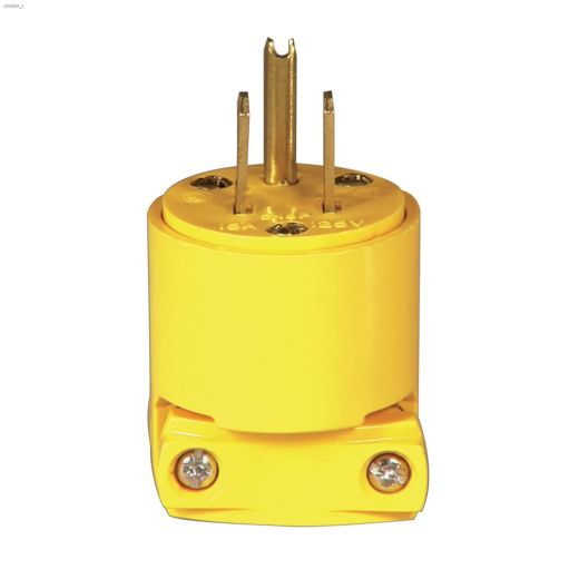 Yellow Heavy Duty Straight Blade Plug 15A 125V 2P\/3W