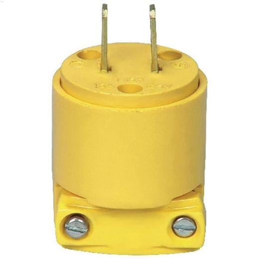 Yellow Straight Blade Plug 15A 125V 2P\/2W