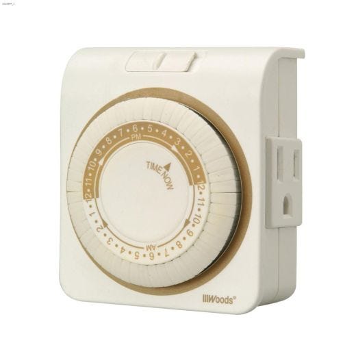 Indoor 24 hr White With Taupe Silkscreen Mechanical Timer 3C