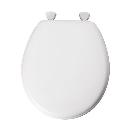 Round Molded Wood White Lift-Off Toilet Seat