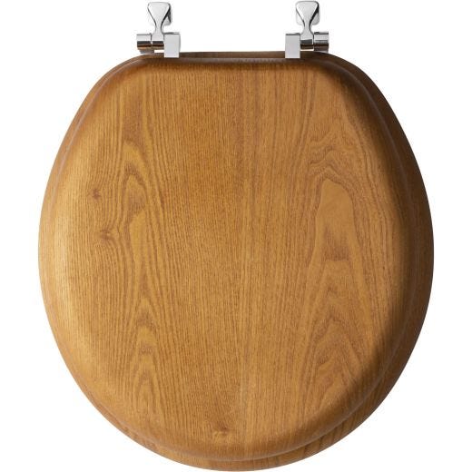 Siège de toilette rond, chaise bois moulé, placage chêne nat