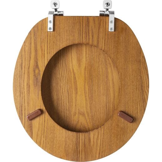 Siège de toilette rond, chaise bois moulé, placage chêne nat