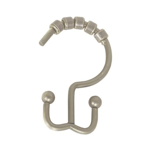 Double Roller Shower Curtain Hook-12/Pack