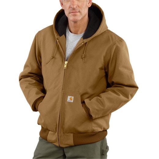 Men's Quilted Flannel Lined Brown Duck Active Jacket