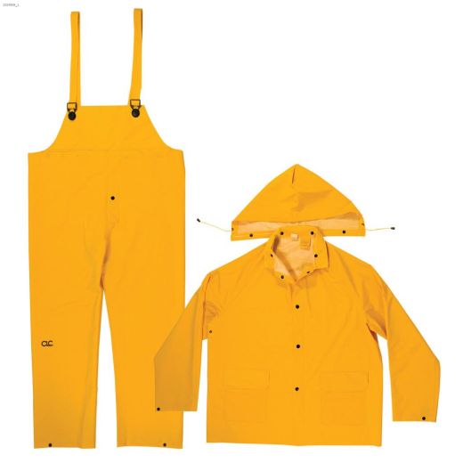 Yellow PVC\/Polyester Backing 3-Piece Rain Suit