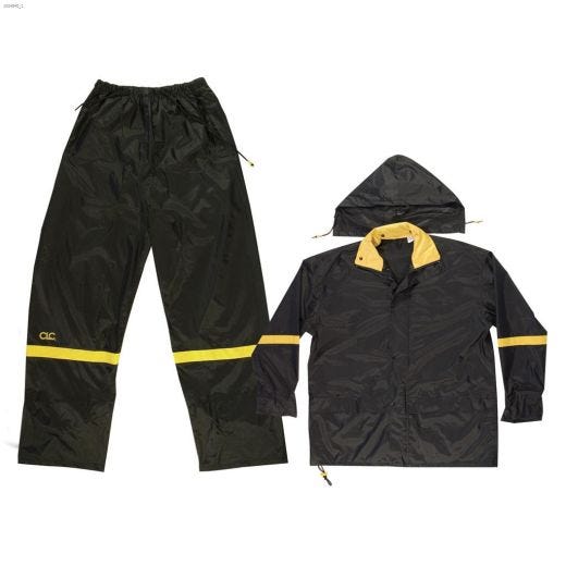 Black Nylon\/PVC Backing 3-Piece Rain Suit