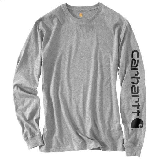 Heather Grey Cotton 2XL Men's Signature Long Sleeve T-Shirt